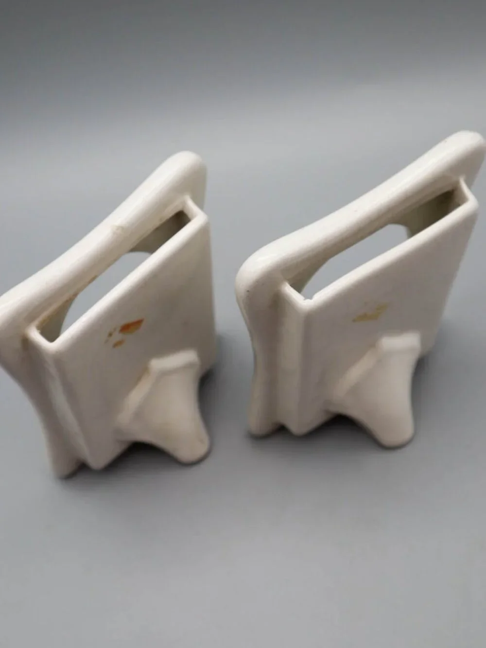 2 Vintage Small Porcelain Photo Standing Frames Floral Painted Cottagecore